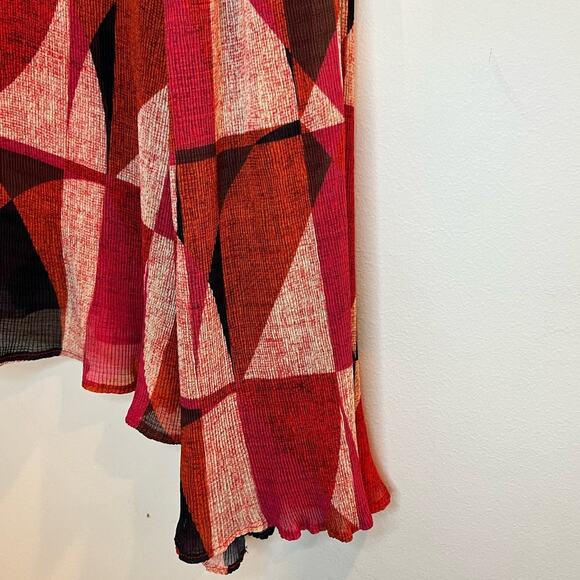 The Odells Nicole Trupet Sleeve Blouse Size M Red Motif Ruffle Sleeve - Picture 4 of 9